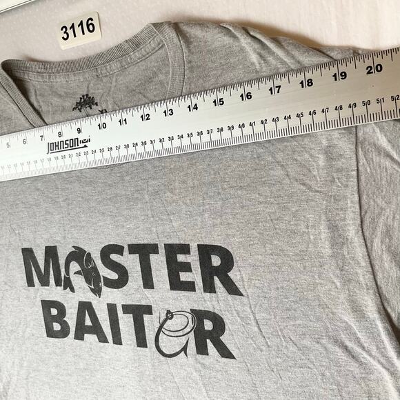 Ann Arbor Men Short Sleeve Crewneck T-shirt Size XL, Gray, Master Baiter - Picture 2 of 7